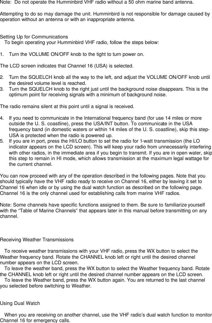 Page 9 of 11 - Humminbird Humminbird-Dc-25-Users-Manual- VHF Radio Operations Manual  Humminbird-dc-25-users-manual