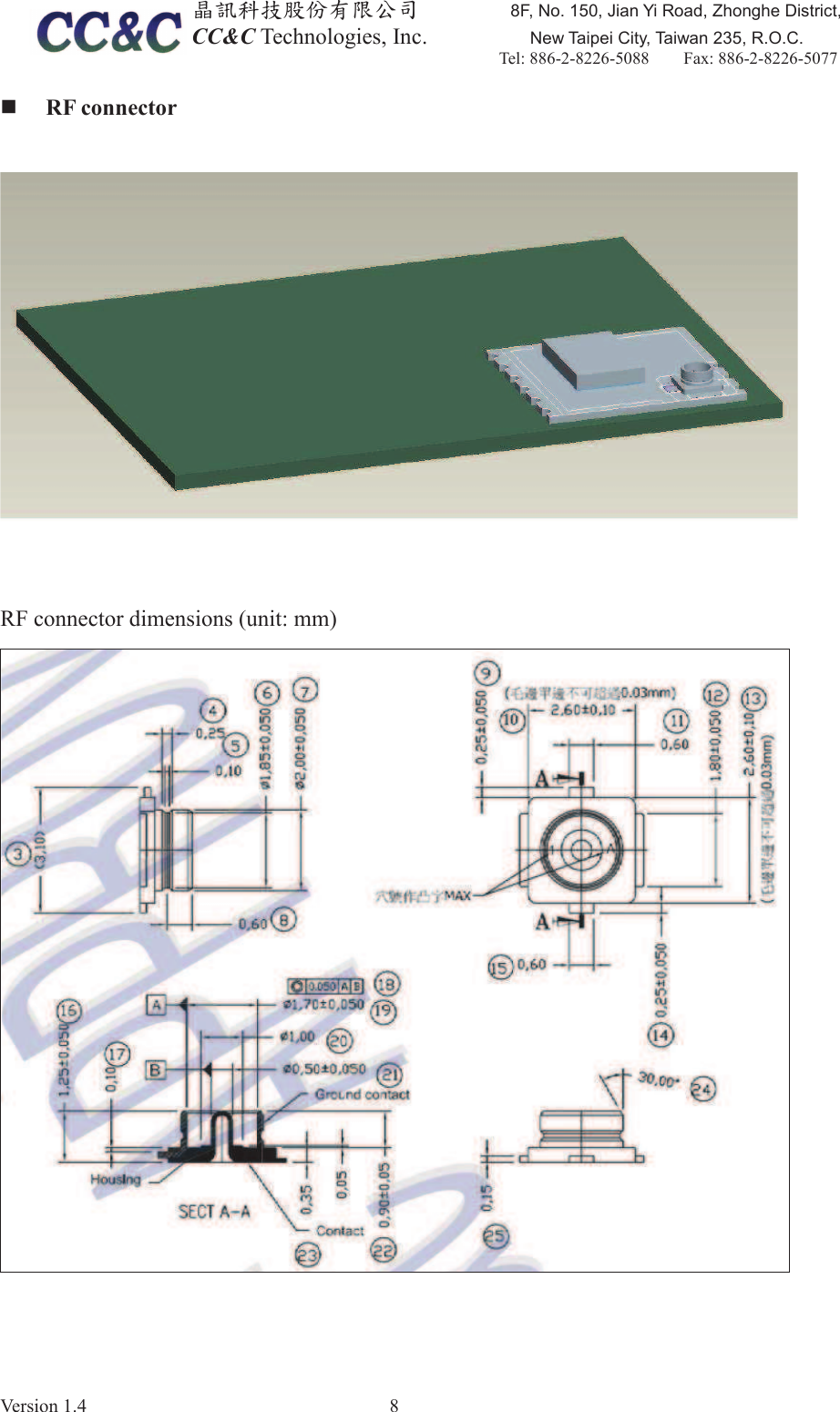 ඲ૻࣽמިҽԖज़Ϧљ)1R-LDQ<L5RDG=KRQJKH'LVWULFW&amp;&amp;&amp;7HFKQRORJLHV,QF         1HZ7DLSHL&amp;LW\7DLZDQ52&amp;7HO    )D[9HUVLRQ 5)FRQQHFWRU5)FRQQHFWRUGLPHQVLRQVXQLWPP 