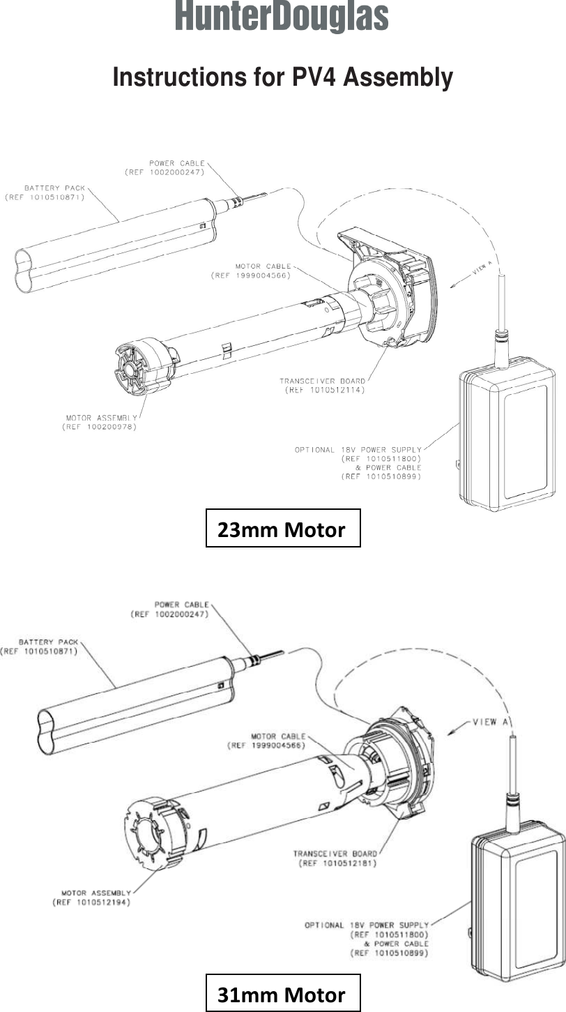   Instructions for PV4 Assembly          23mm Motor 31mm Motor 