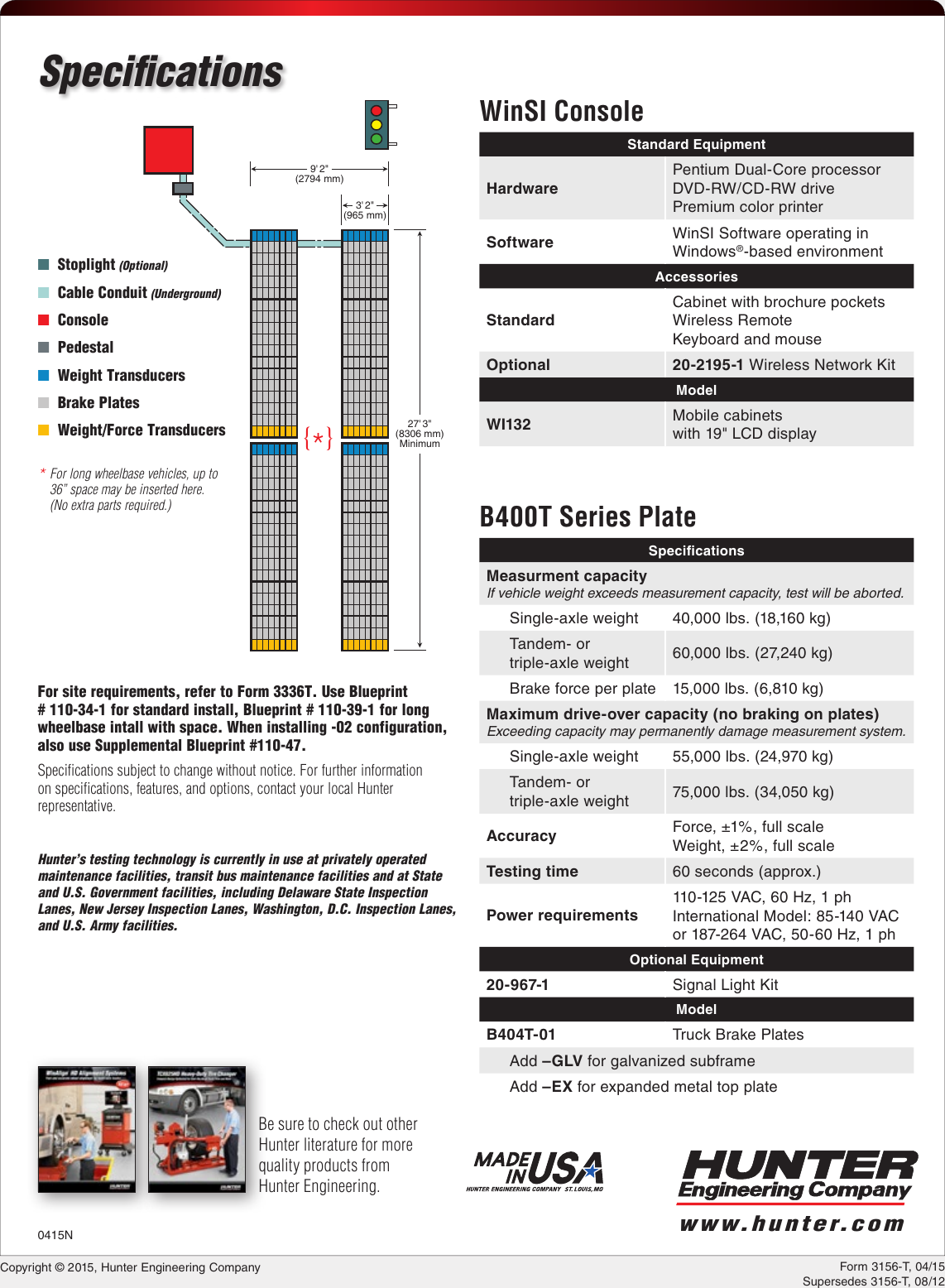 Hunter Engineering B400T System Brochure