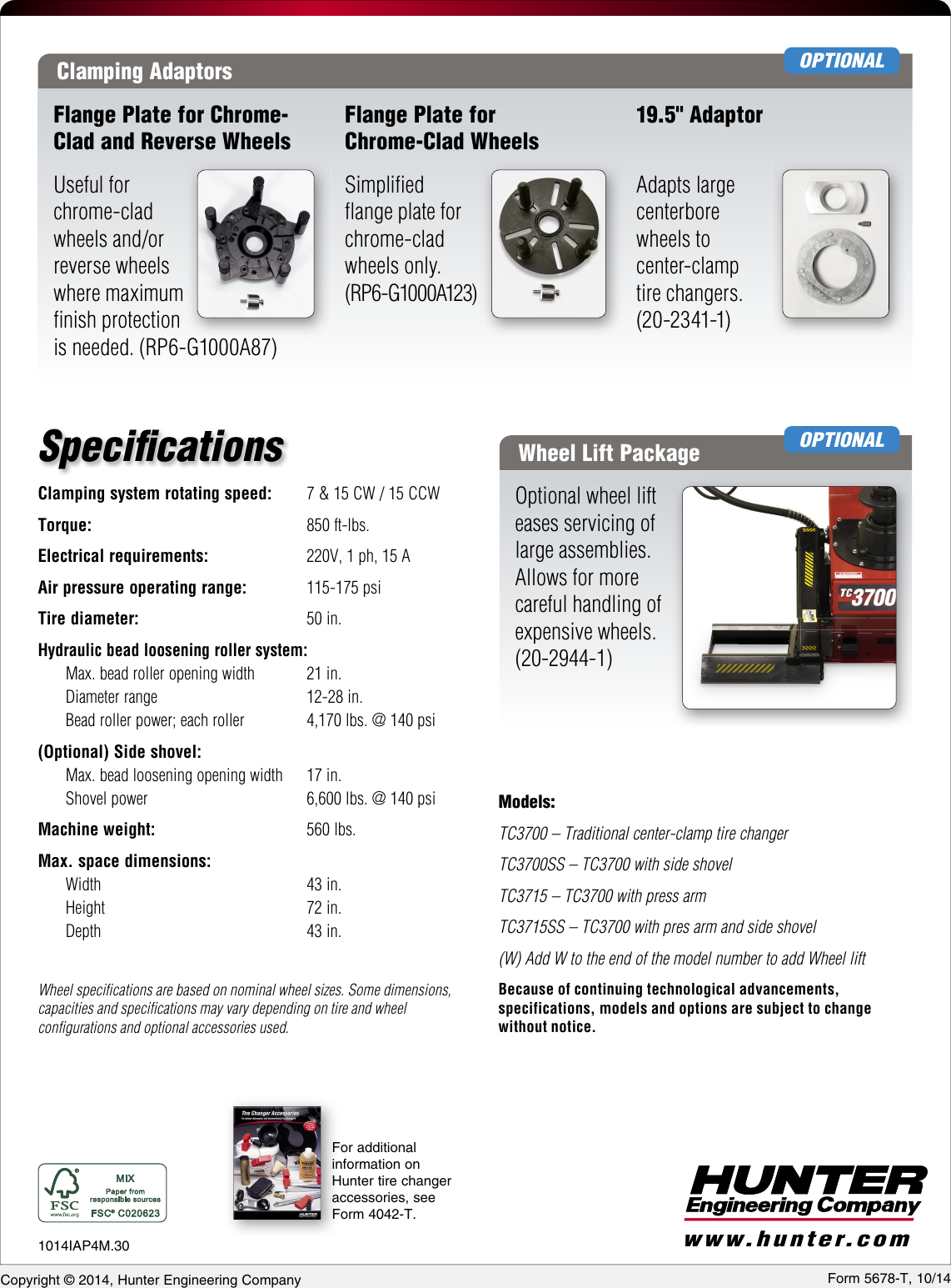 Page 4 of 4 - Hunter-Engineering Hunter-Engineering-Center-Clamp-Brochure- TC3700 Family Tire Changer  Hunter-engineering-center-clamp-brochure