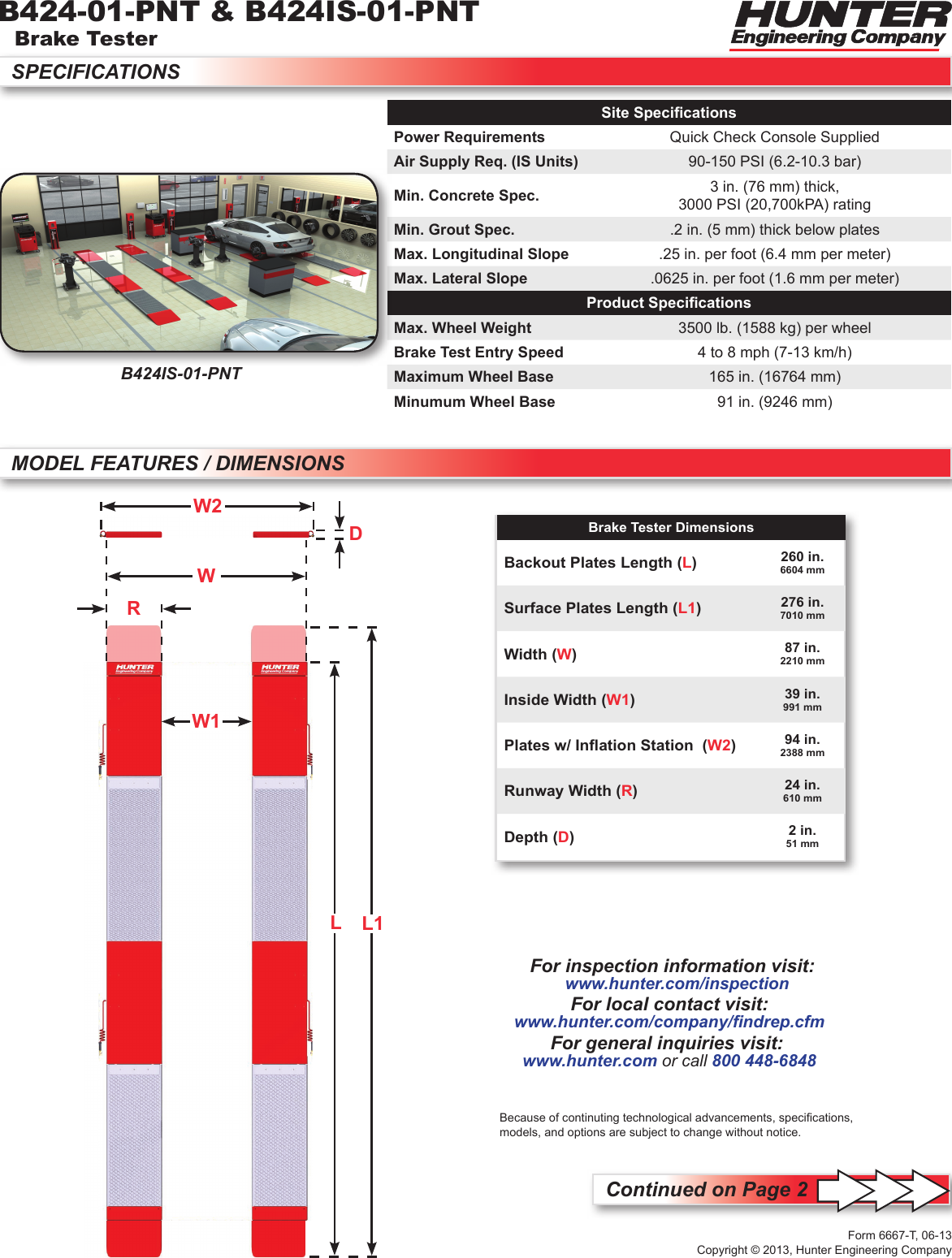 Page 1 of 2 - Hunter-Engineering Hunter-Engineering-Quick-Check-System-Specification-Sheet- B424-01-PNT Brake Er Spec Sheet Hunter-engineering-quick-check-system-specification-sheet