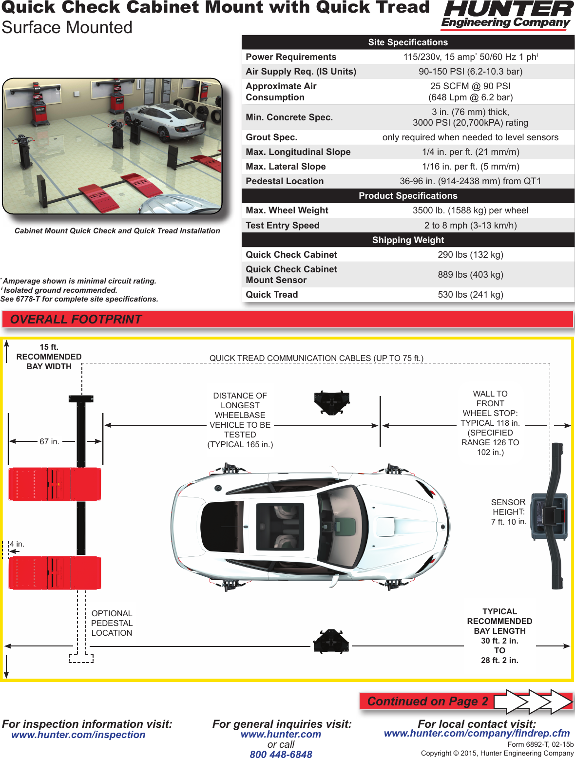 Hunter Engineering Quick Tread Specification Sheet