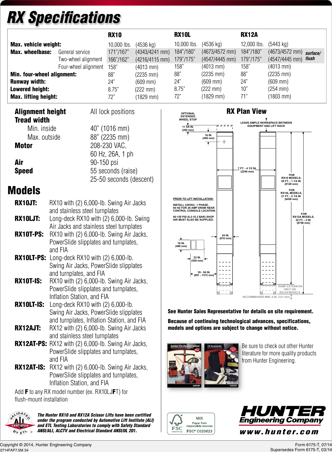 Page 8 of 8 - Hunter-Engineering Hunter-Engineering-Rx10-Rx12-Scissor-Brochure- RX10 & RX12 Scissor Lifts - Maximum Productivity, Minimum Space  Hunter-engineering-rx10-rx12-scissor-brochure