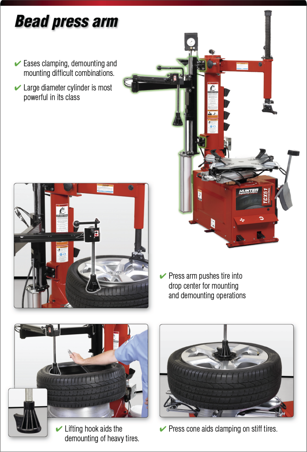 Page 5 of 6 - Hunter-Engineering Hunter-Engineering-Table-Top-Brochure- TCX51 Professional Tire Changer - Conventional With Bead Press Arm  Hunter-engineering-table-top-brochure