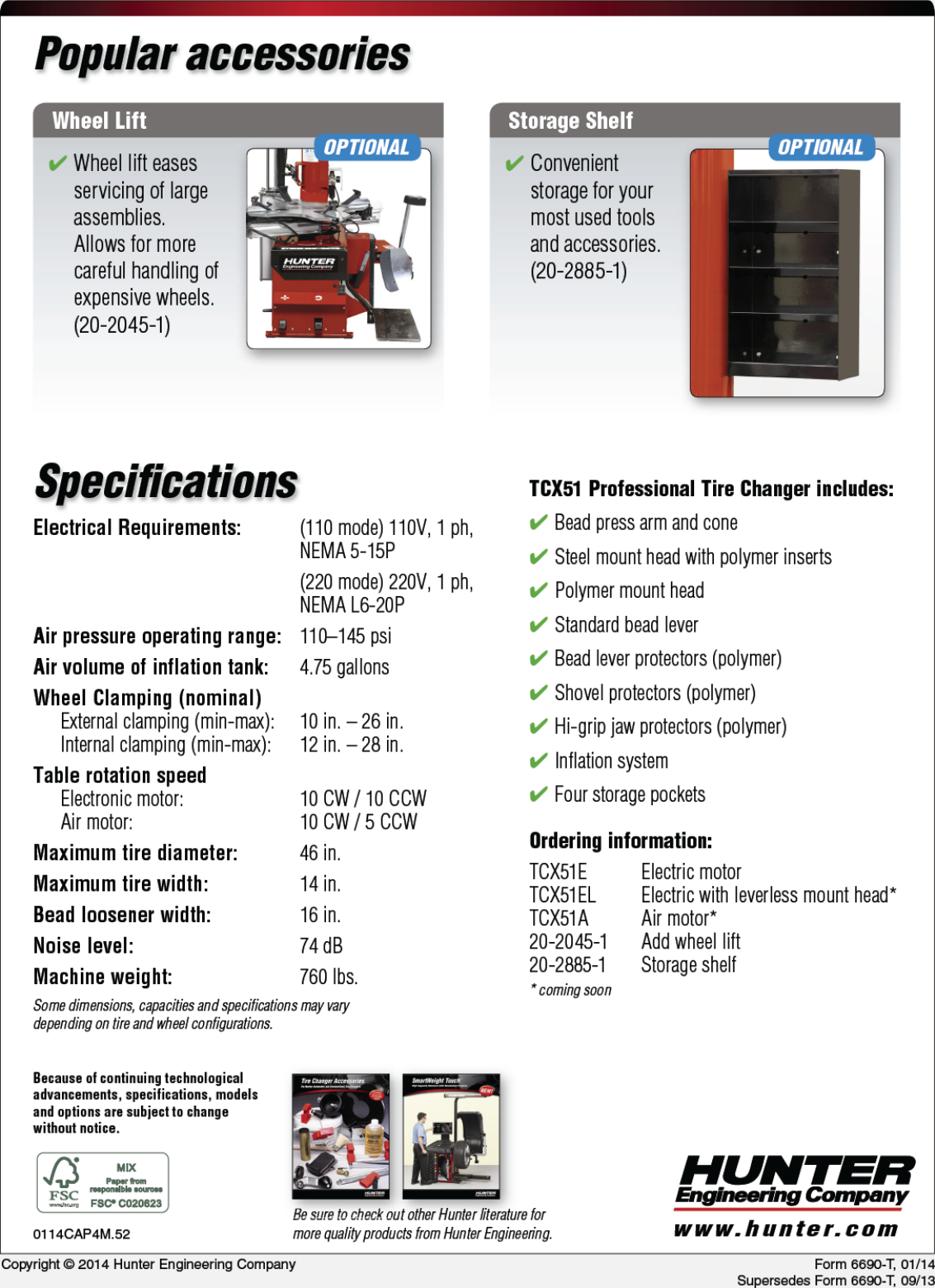 Page 6 of 6 - Hunter-Engineering Hunter-Engineering-Table-Top-Brochure- TCX51 Professional Tire Changer - Conventional With Bead Press Arm  Hunter-engineering-table-top-brochure