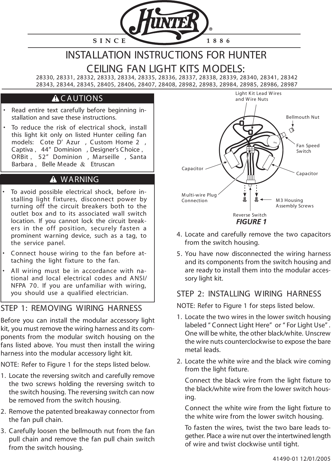 Hunter Fan 28343 Users Manual 41490 01