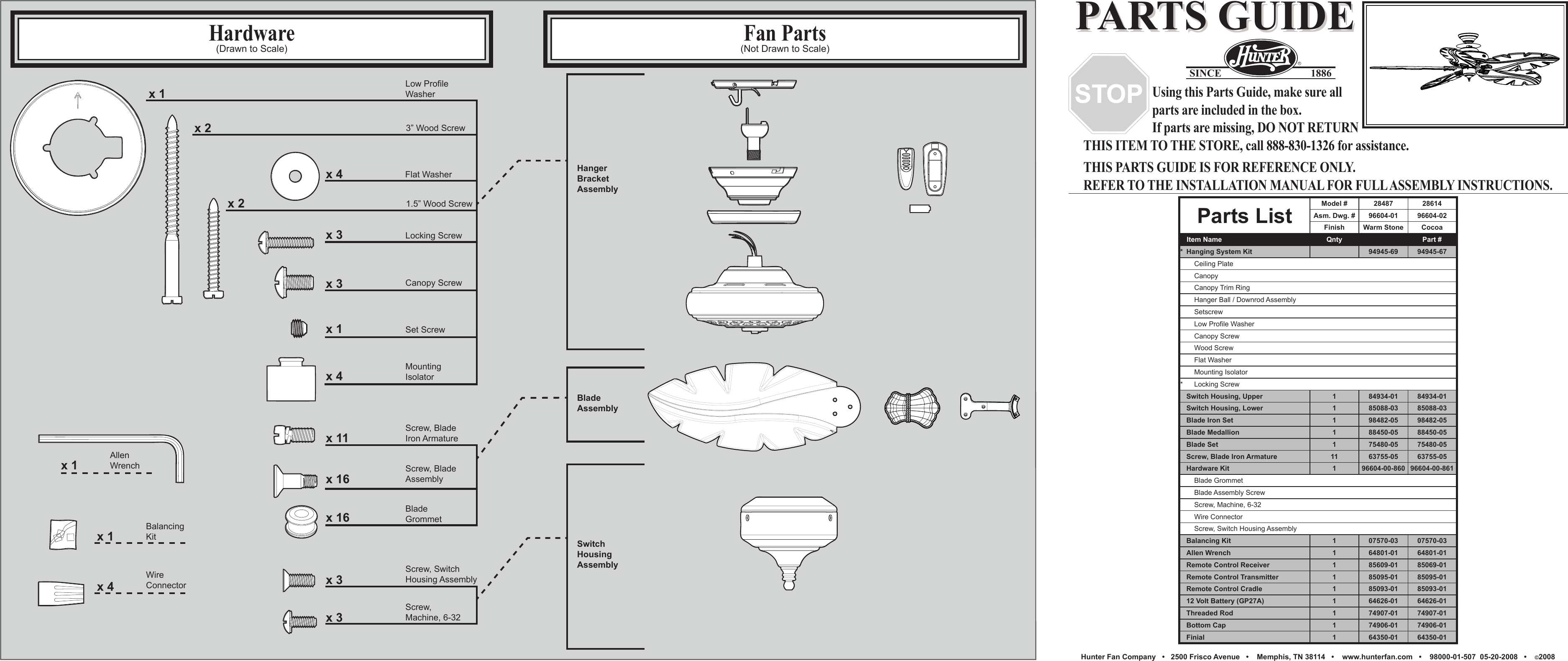 Hunter Fan Remote Part Number 85095 Bios Pics