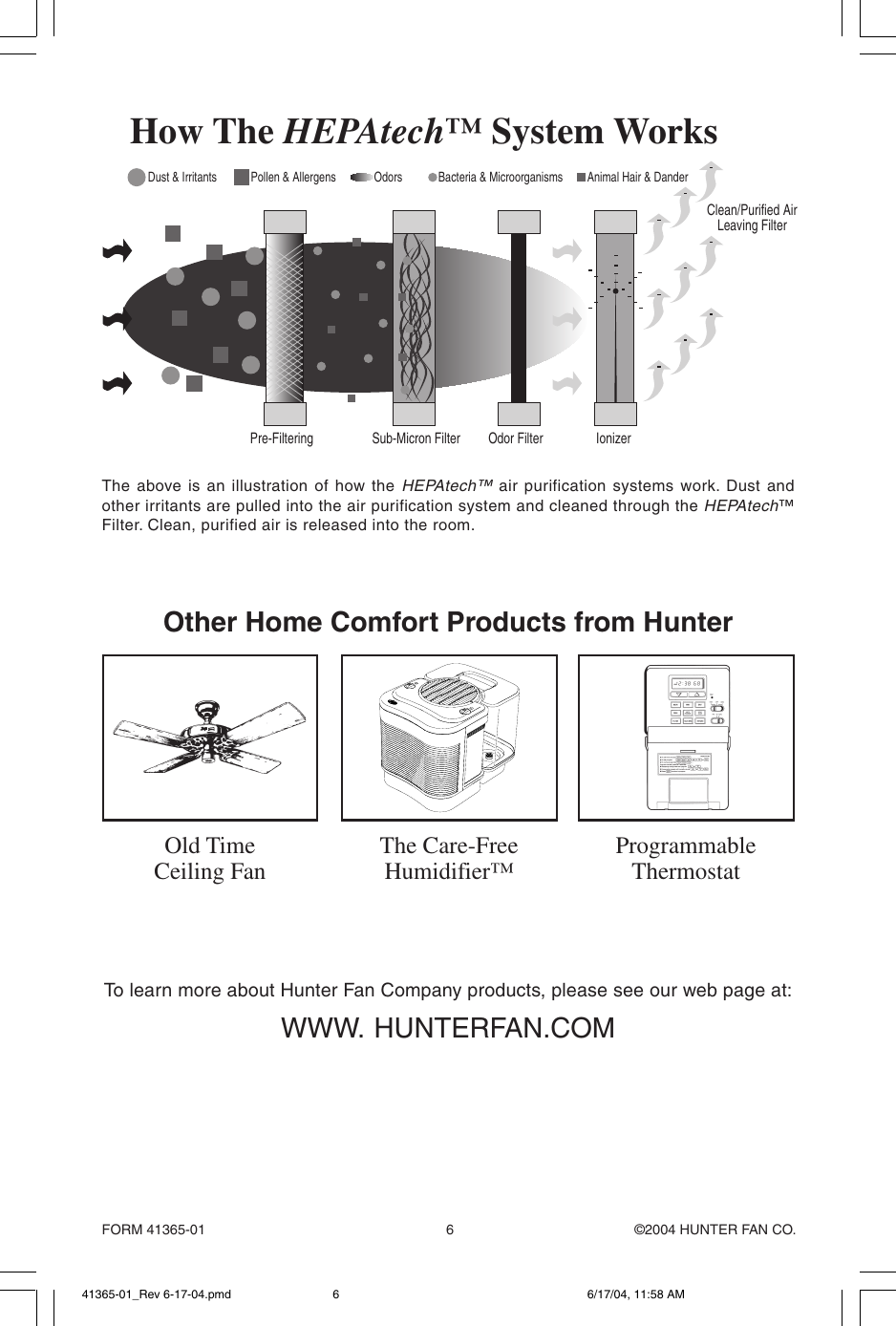 Page 6 of 8 - Hunter-Fan Hunter-Fan-30200-Owner-S-Manual 41365-01_Rev 6-17-04.pmd