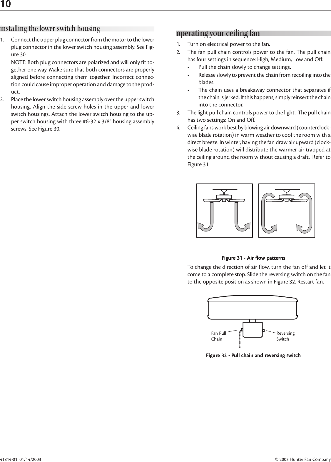 Page 10 of 11 - Hunter-Fan Hunter-Fan-Indoor-Ceiling-Fan-Users-Manual- 41801-01  Hunter-fan-indoor-ceiling-fan-users-manual