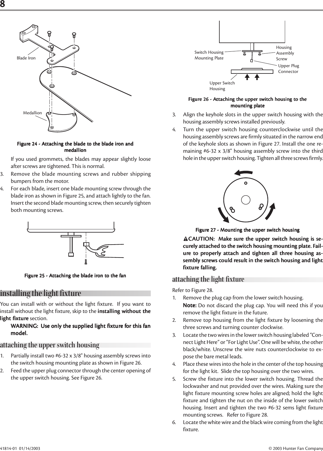 Page 8 of 11 - Hunter-Fan Hunter-Fan-Indoor-Ceiling-Fan-Users-Manual- 41801-01  Hunter-fan-indoor-ceiling-fan-users-manual