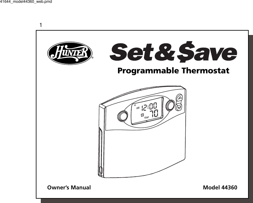 Hunter Fan Thermostat 44360 Users Manual 41644_44360_web.pmd