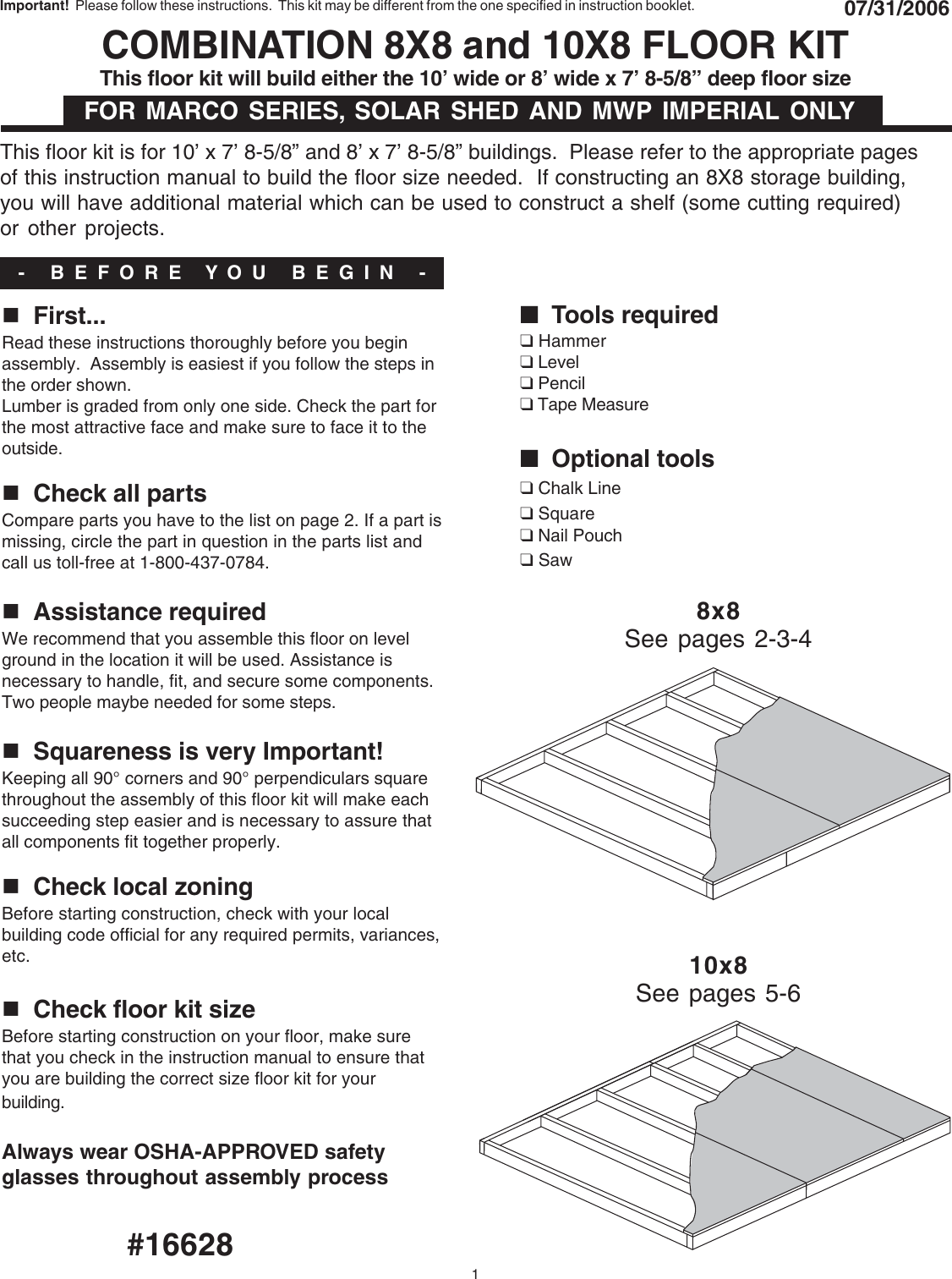 Page 1 of 8 - Husky Husky-16628-Users-Manual- Combo Floor Kit  Husky-16628-users-manual