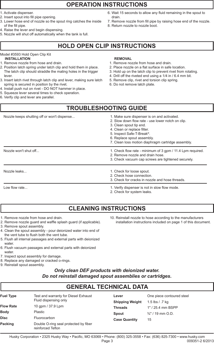 Page 3 of 4 - Husky Husky-Def-Polymer-Nozzle-Owner-S-Manual