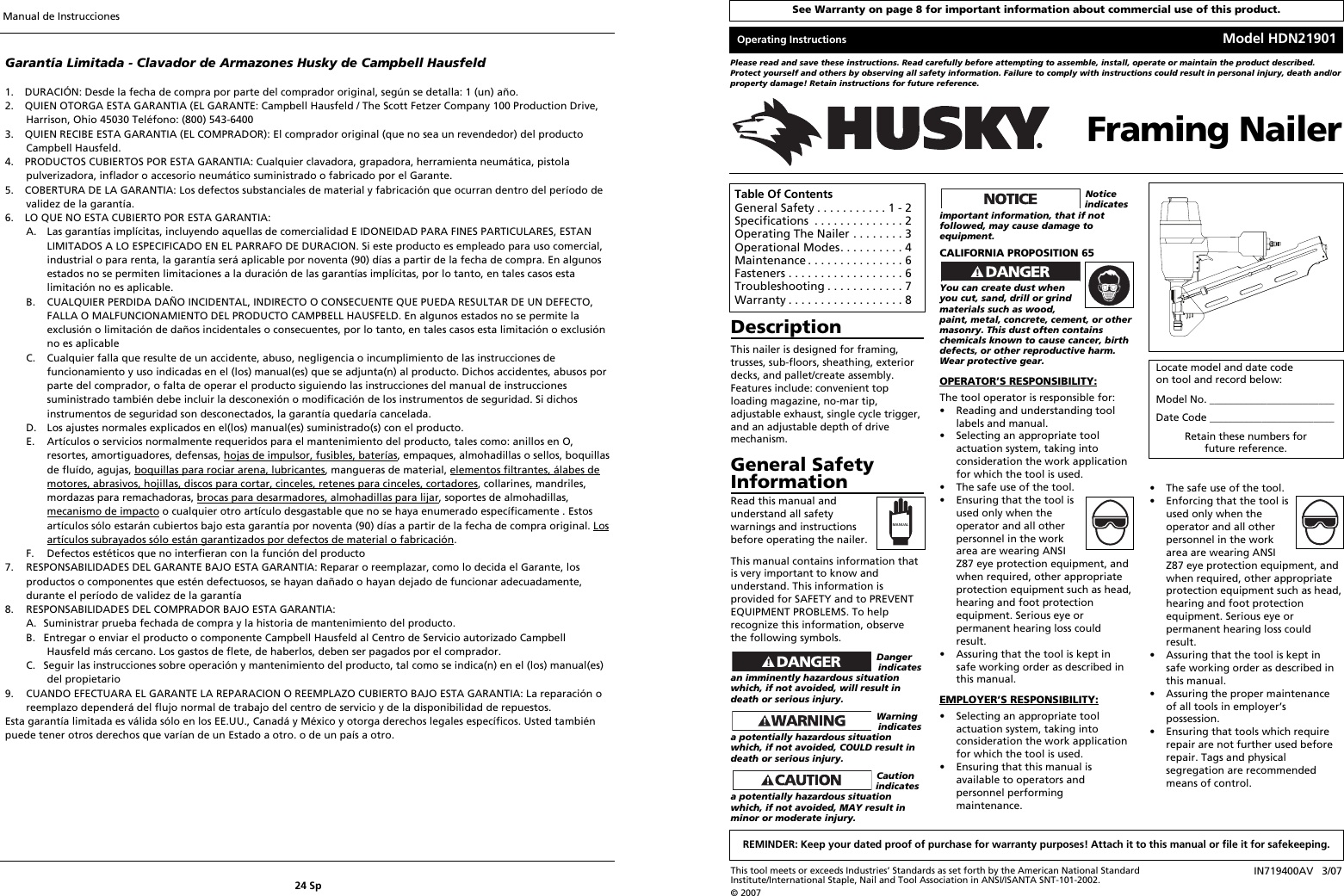 Page 1 of 12 - Husky Husky-Hdn21901-Users-Manual-  Husky-hdn21901-users-manual