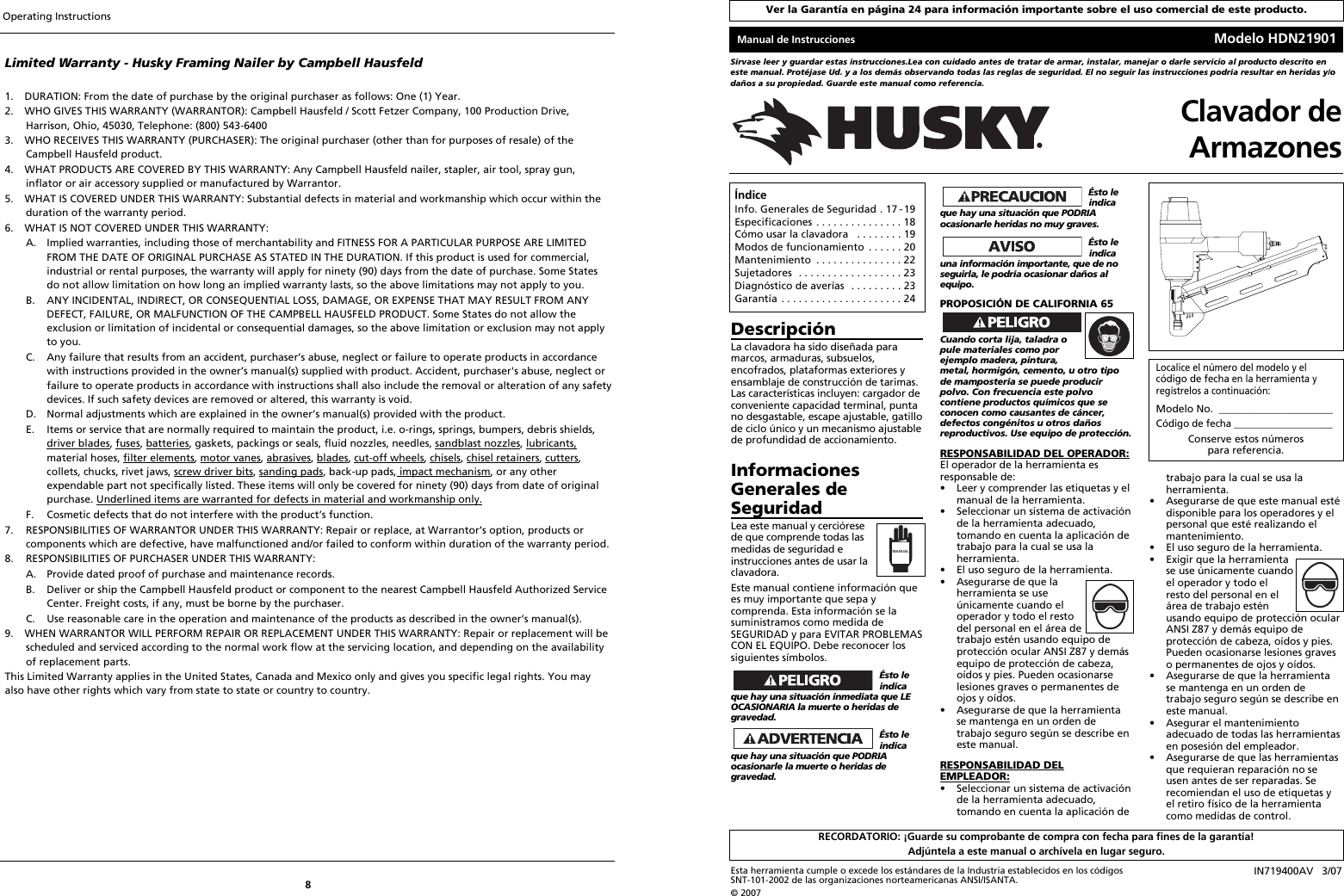 Page 8 of 12 - Husky Husky-Hdn21901-Users-Manual-  Husky-hdn21901-users-manual