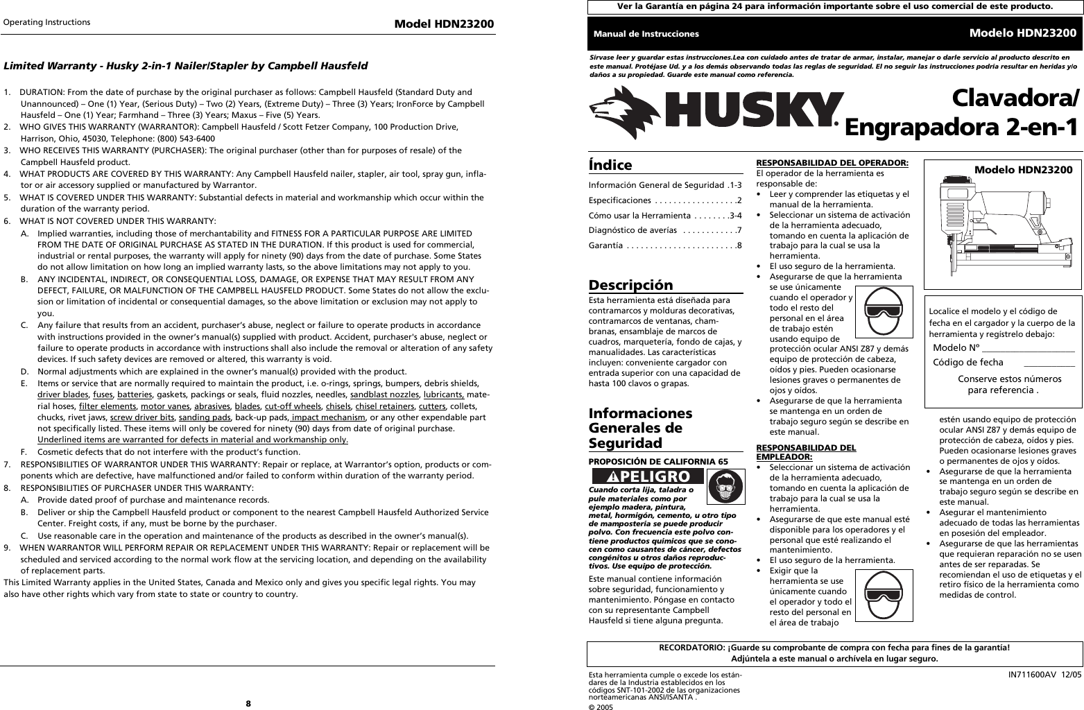 Page 8 of 12 - Husky Husky-Hdn23200-Users-Manual- 711600_1205  Husky-hdn23200-users-manual