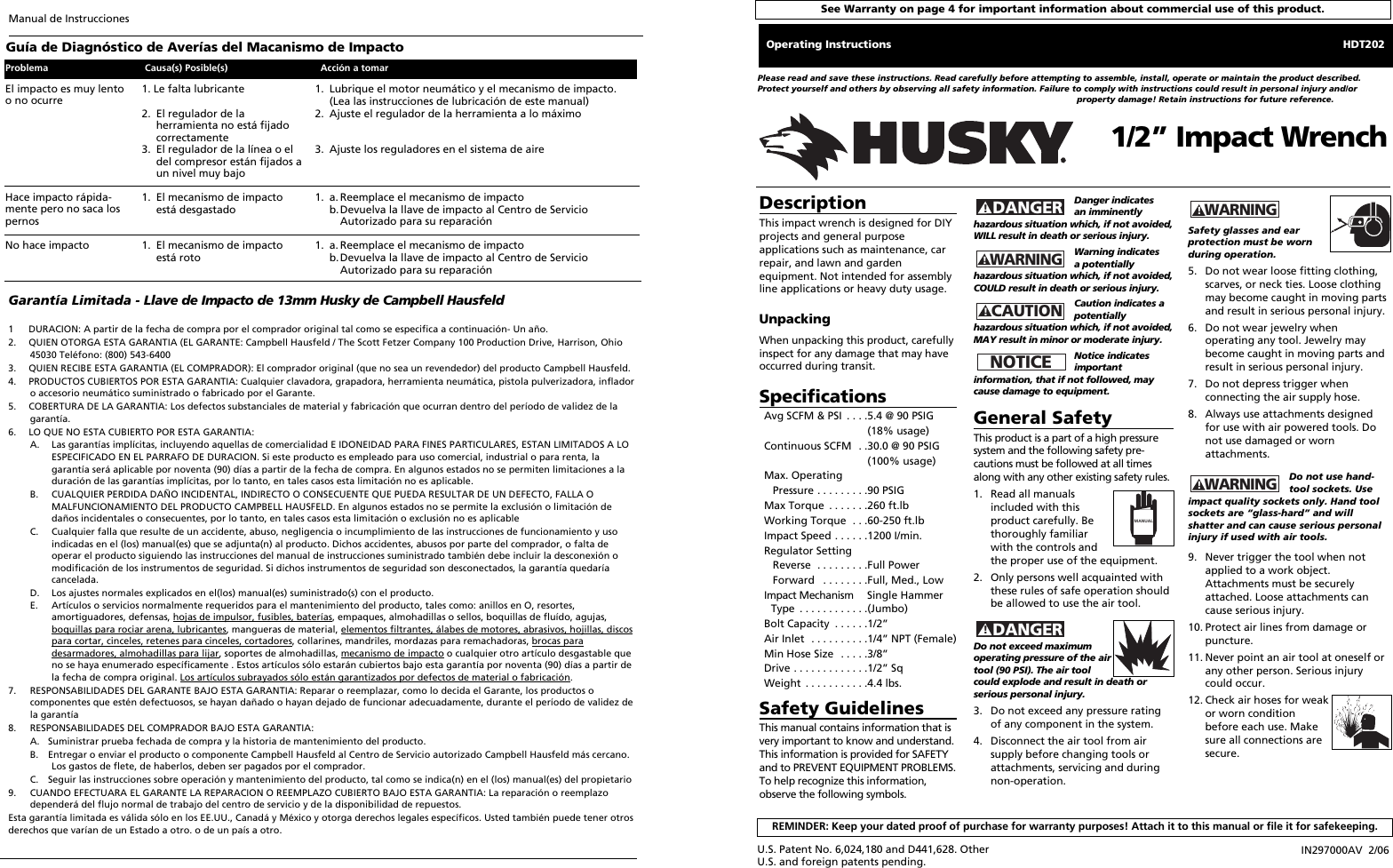 Page 1 of 6 - Husky Husky-Impact-Wrench-Users-Manual- 297000_0206  Husky-impact-wrench-users-manual