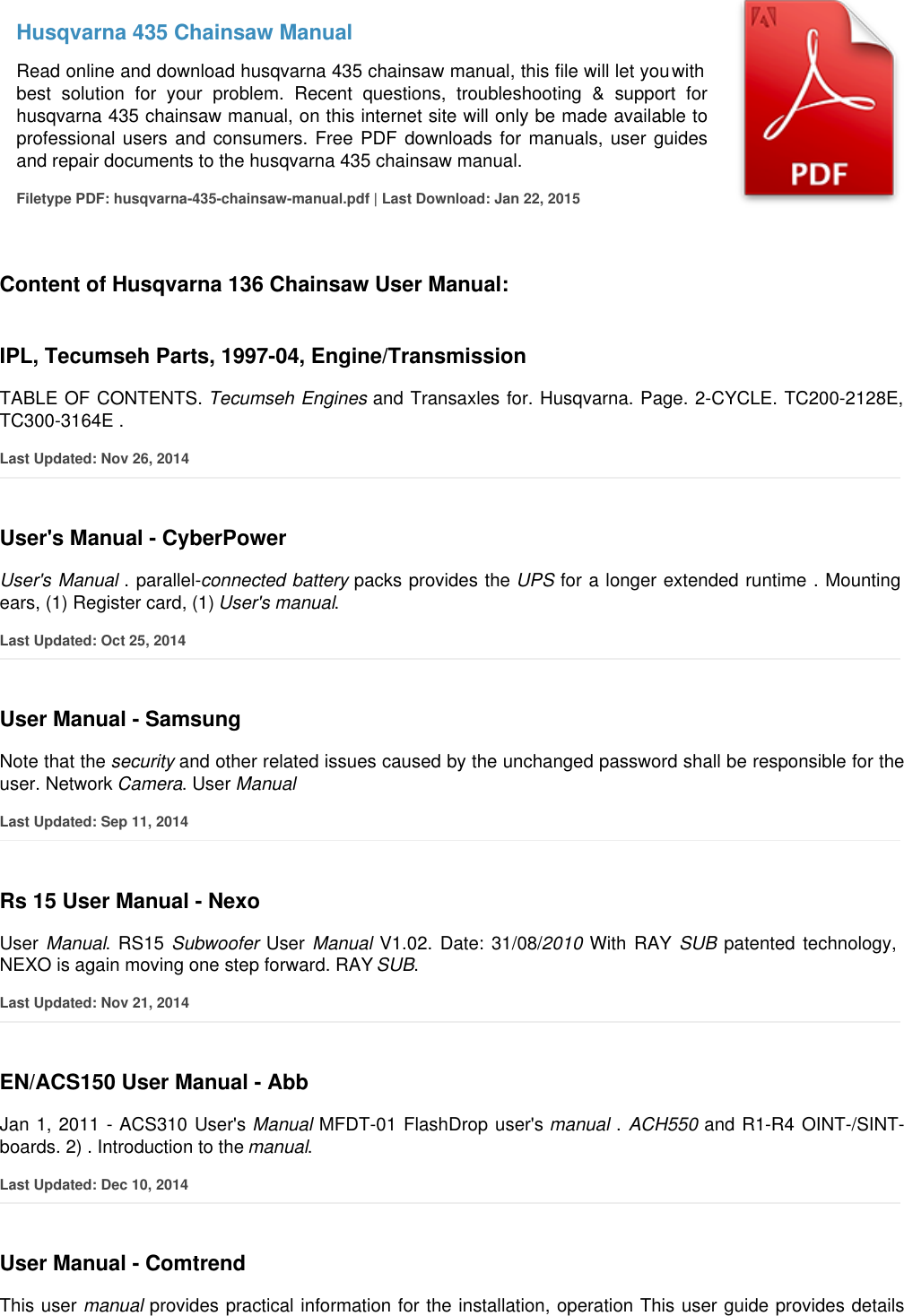 Page 3 of 5 - Husqvarna 136 Chainsaw User Manual  To The 841cabe1-876f-4a57-8e99-034272a0c61a