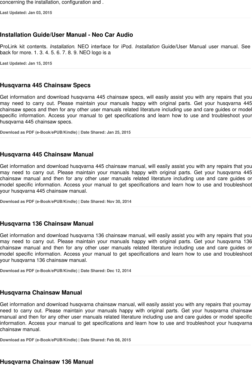 Page 4 of 5 - Husqvarna 136 Chainsaw User Manual  To The 841cabe1-876f-4a57-8e99-034272a0c61a