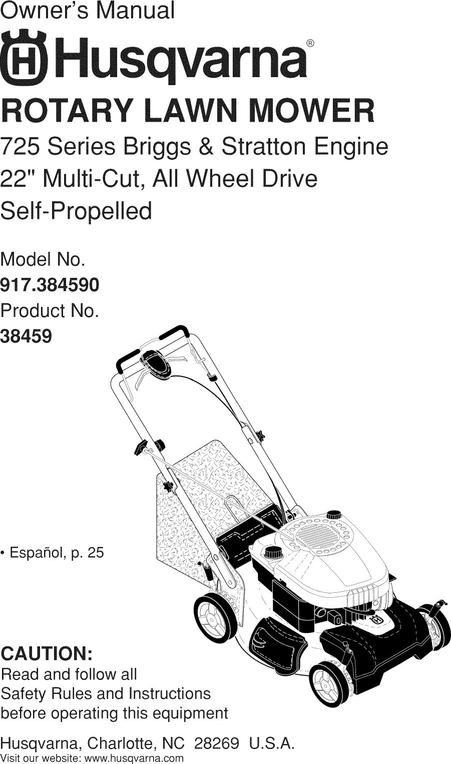 Husqvarna 917384590 User Manual MOWER Manuals And Guides 1402685L