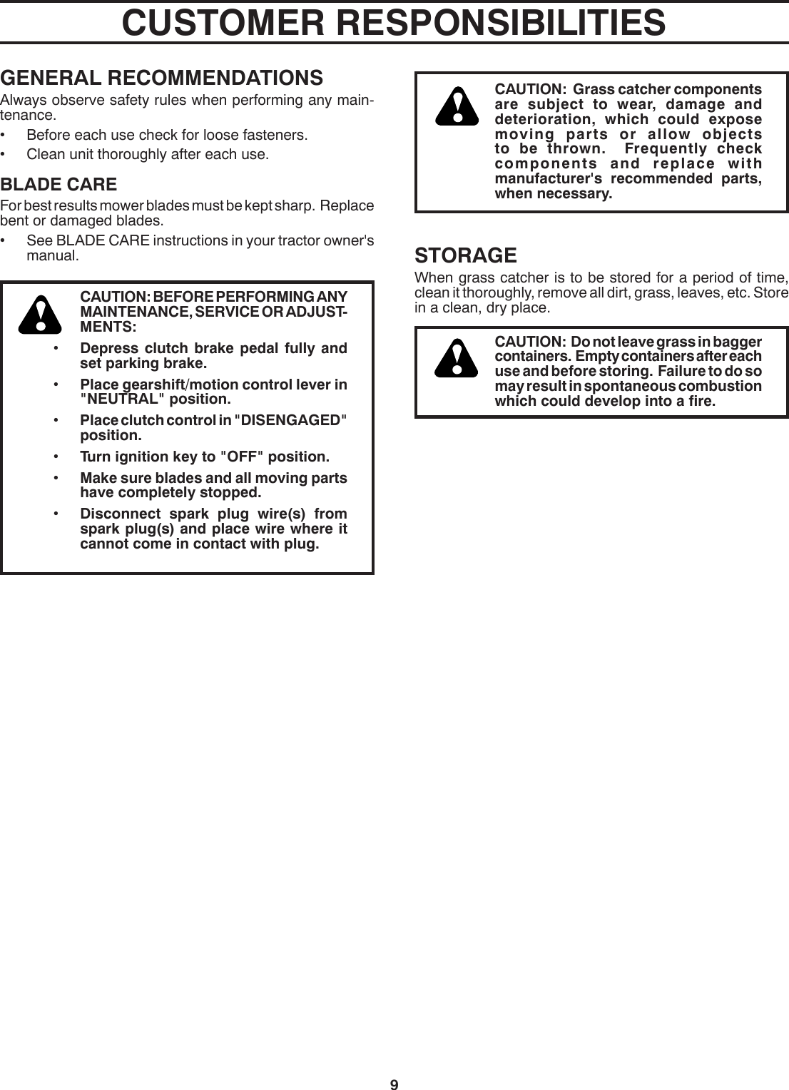 Page 9 of 10 - Husqvarna H354SLG OM, 354 SLG, Grass Catcher, 96073002100, 2008-10, Accessory, Ride Mower User Manual  To The E07120e5-0c47-47dd-87d5-4ce08ecde7c6