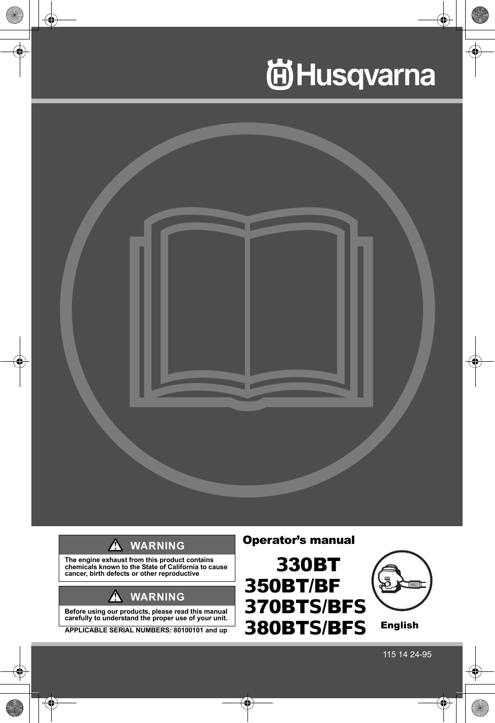 Husqvarna 350Bt Bf Users Manual OM, 330 BT, 350 370