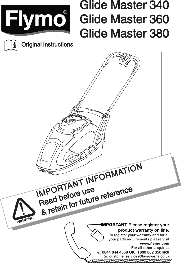 Page 1 of 9 - Husqvarna Husqvarna-360-Users-Manual- OM, Flymo, Glide Master 340, 360, 380, 966952901, 966953001, 966953101, 2012-03, Lawn Mower  Husqvarna-360-users-manual