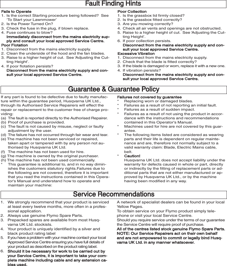 Page 8 of 9 - Husqvarna Husqvarna-360-Users-Manual- OM, Flymo, Glide Master 340, 360, 380, 966952901, 966953001, 966953101, 2012-03, Lawn Mower  Husqvarna-360-users-manual