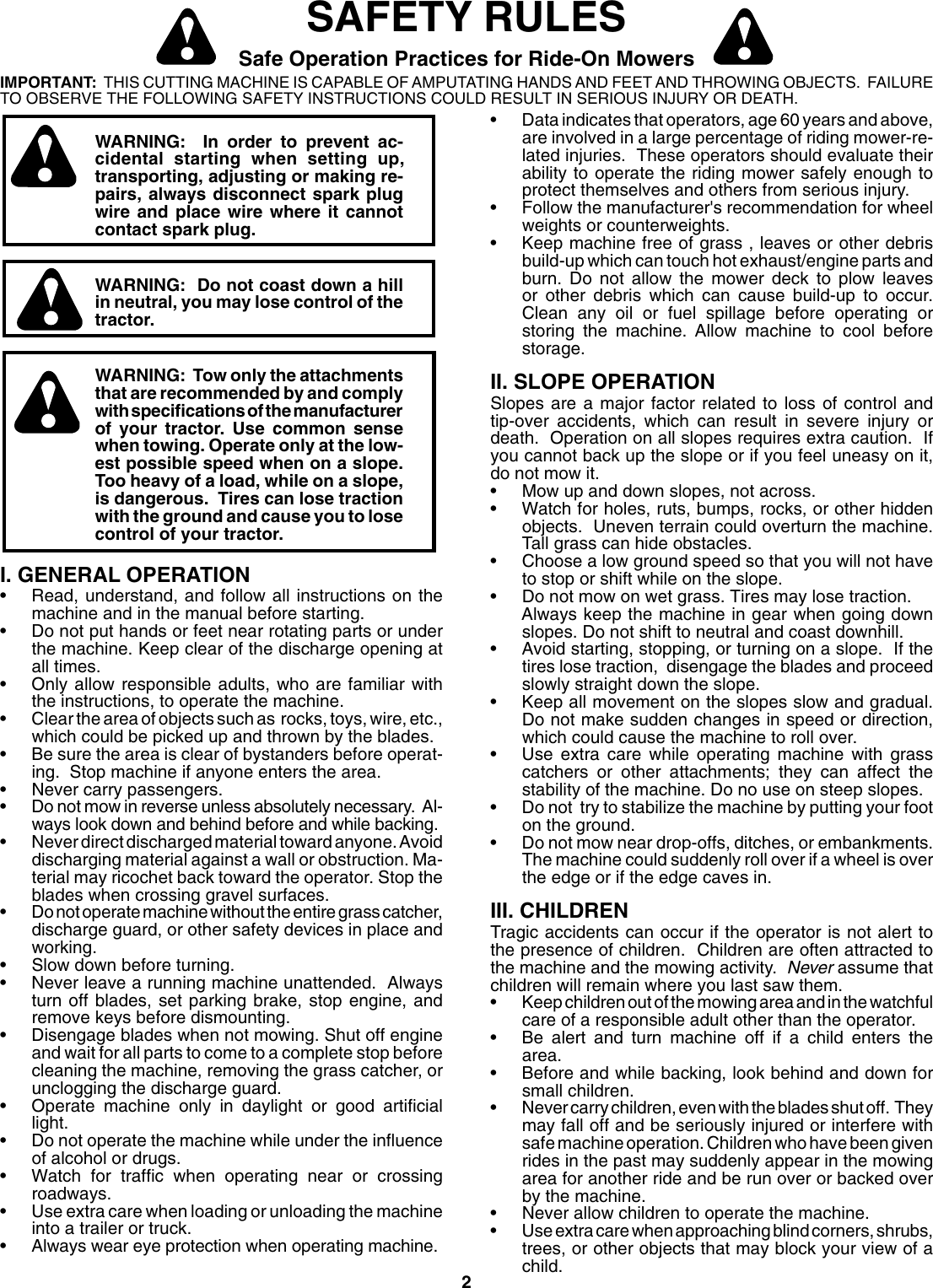 Page 2 of 10 - Husqvarna Husqvarna-H242Sl-Users-Manual- OM, H 242 SL Grass Catcher, 960730004, 2006-12, Accessory (Ride Mower)  Husqvarna-h242sl-users-manual