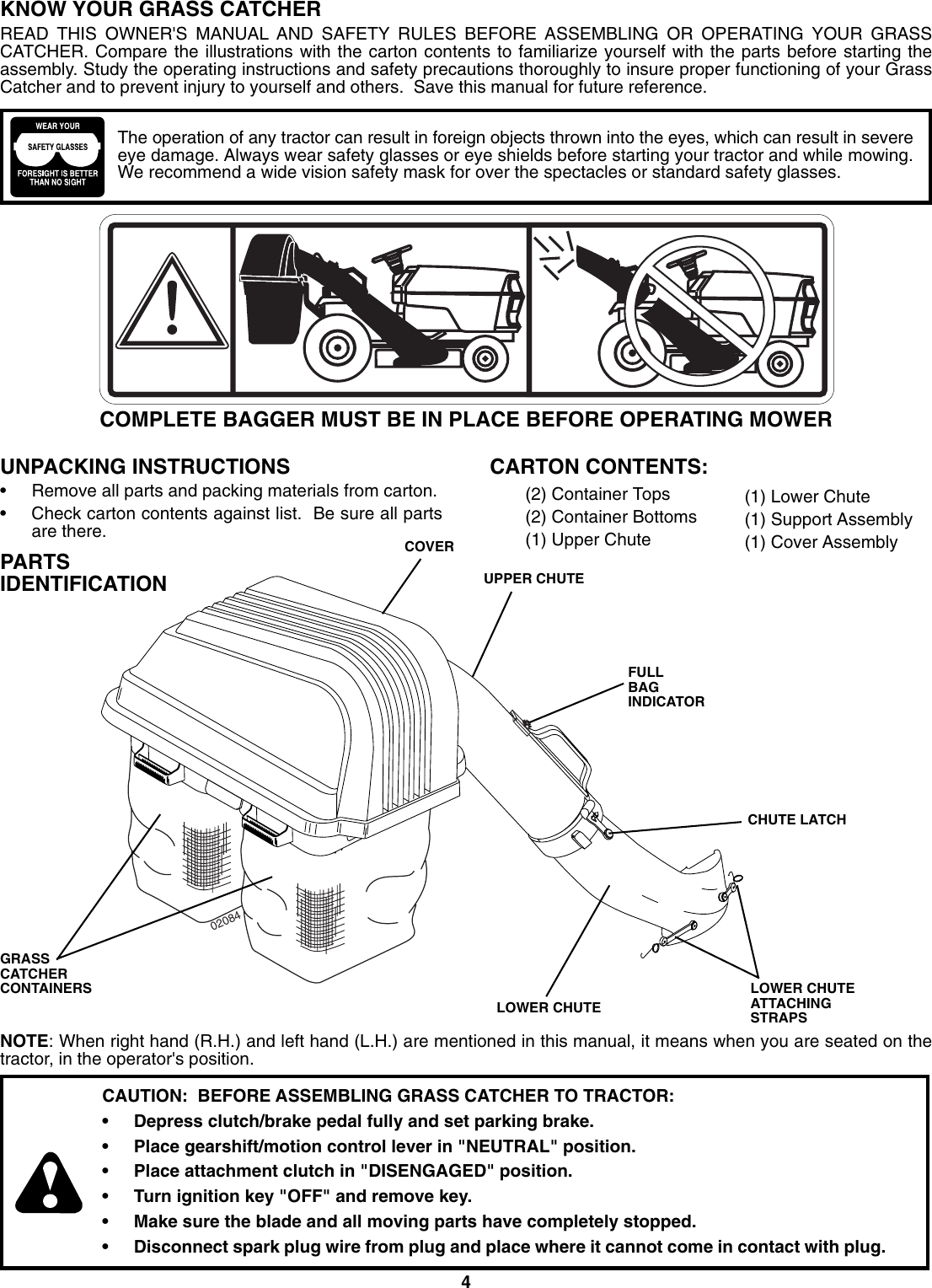 Page 4 of 10 - Husqvarna Husqvarna-H242Sl-Users-Manual- OM, H 242 SL Grass Catcher, 960730004, 2006-12, Accessory (Ride Mower)  Husqvarna-h242sl-users-manual