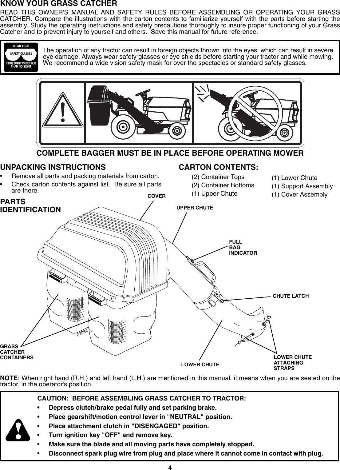 Page 4 of 10 - Husqvarna Husqvarna-H246Sl-Users-Manual- OM, H 246 SL Grass Catcher, 960730001, 2006-12, Accessory (Ride Mower)  Husqvarna-h246sl-users-manual