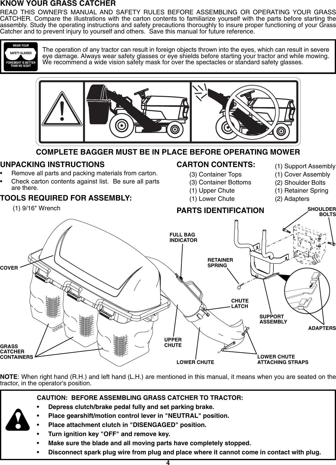 Page 4 of 10 - Husqvarna Husqvarna-H348Sl-Users-Manual- OM, H 348 SL Grass Catcher, 960730002, 2007-03, Accessory (Ride Mower)  Husqvarna-h348sl-users-manual