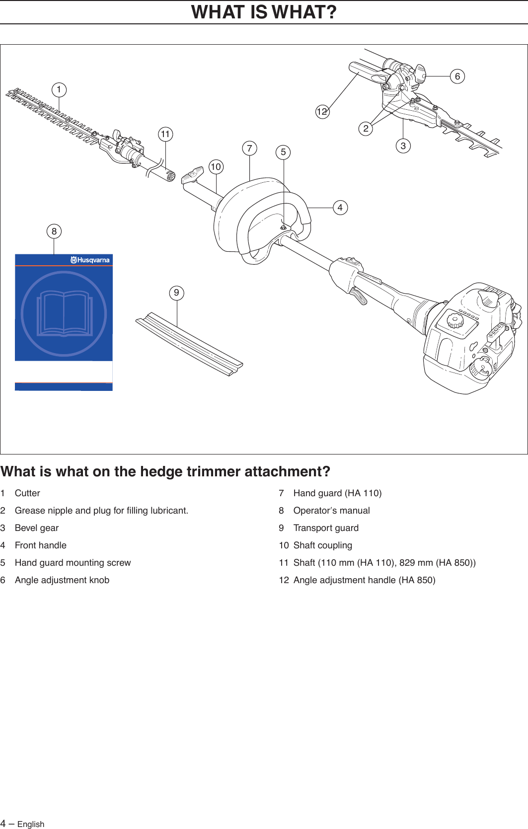 husqvarna ha110 hedge trimmer attachment