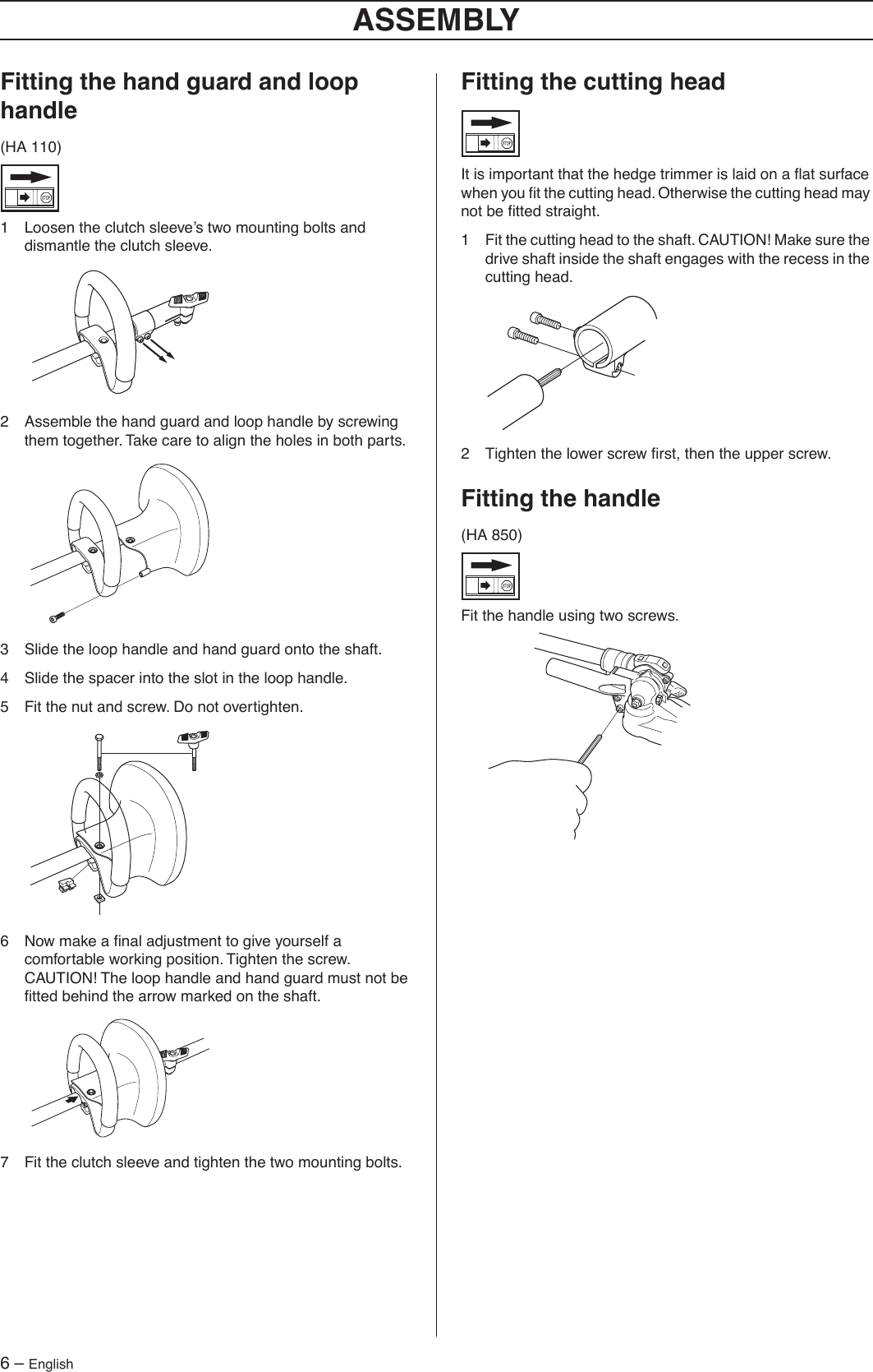 Page 6 of 11 - Husqvarna Husqvarna-Ha110-Ha850-Hedge-Trimmer-Attachment-2005-07-Owner-S-Manual OM, HA110, HA850, Hedge Trimmer Attachment, 2005-07