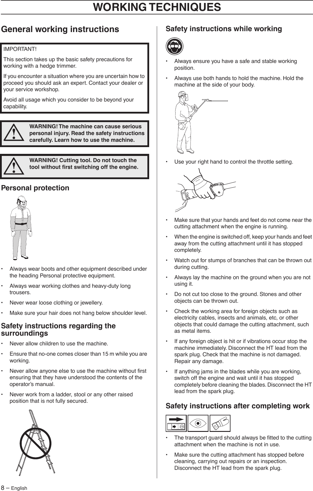 Page 8 of 11 - Husqvarna Husqvarna-Ha110-Ha850-Hedge-Trimmer-Attachment-2005-07-Owner-S-Manual OM, HA110, HA850, Hedge Trimmer Attachment, 2005-07