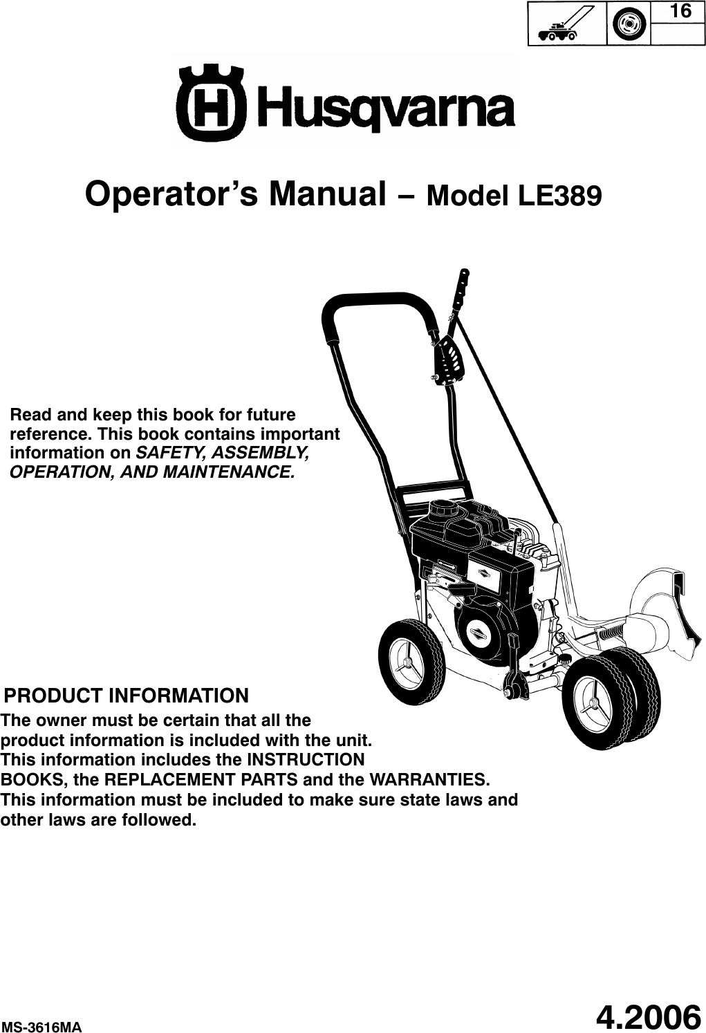 Husqvarna Le389 Users Manual OM, LE 389, 2006 04, Edger
