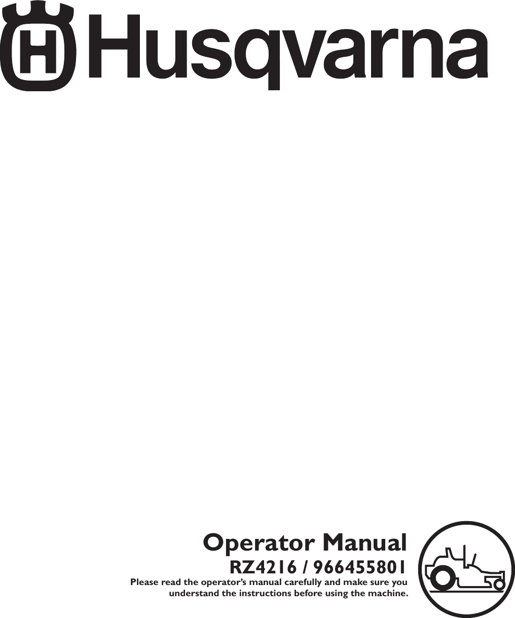 Husqvarna Rz4216 Users Manual OM, RZ4216, 2009 11, ZERO TURN