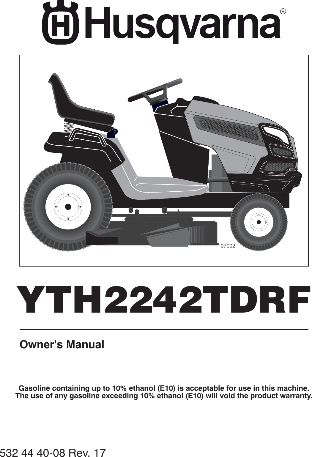 Husqvarna YTH2242TDRF OM YTH2242TDRF 960410237 2013 03 Tractor User