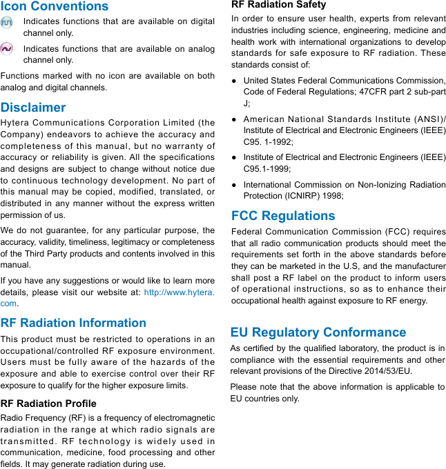 Page 3 of Hytera Communications PD70XIU2 Digital Portable Radio User Manual 