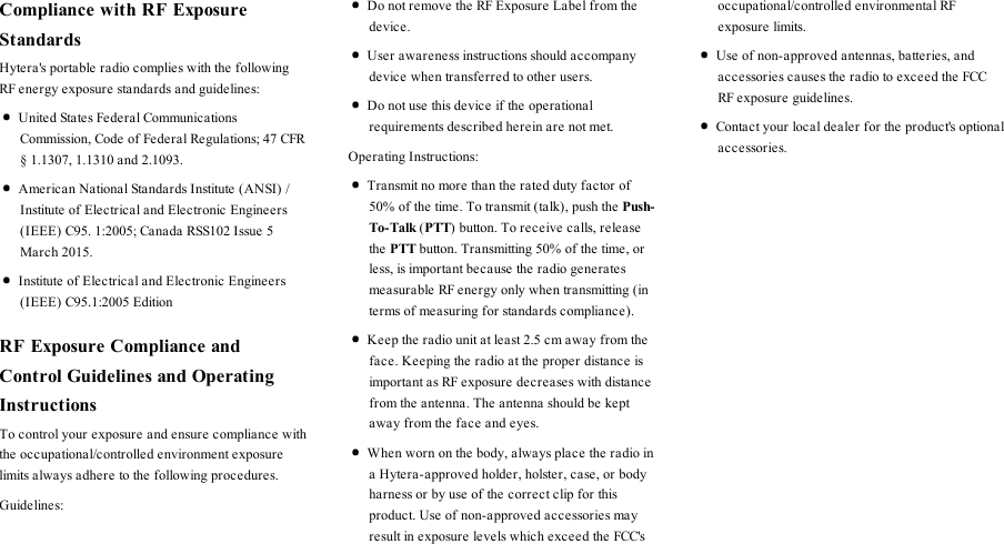 Page 3 of Hytera Communications PD98XIVHF Digital Portable Radio User Manual My