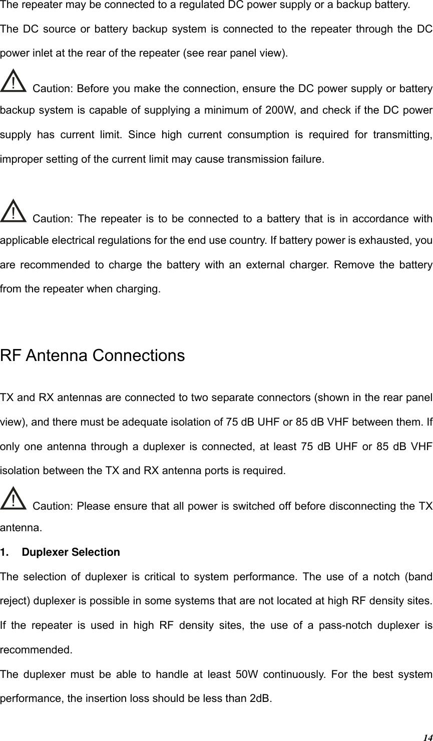 Page 15 of Hytera Communications RD98XSIU1 Digital Repeater User Manual RD98XS Owner s Manual 100202
