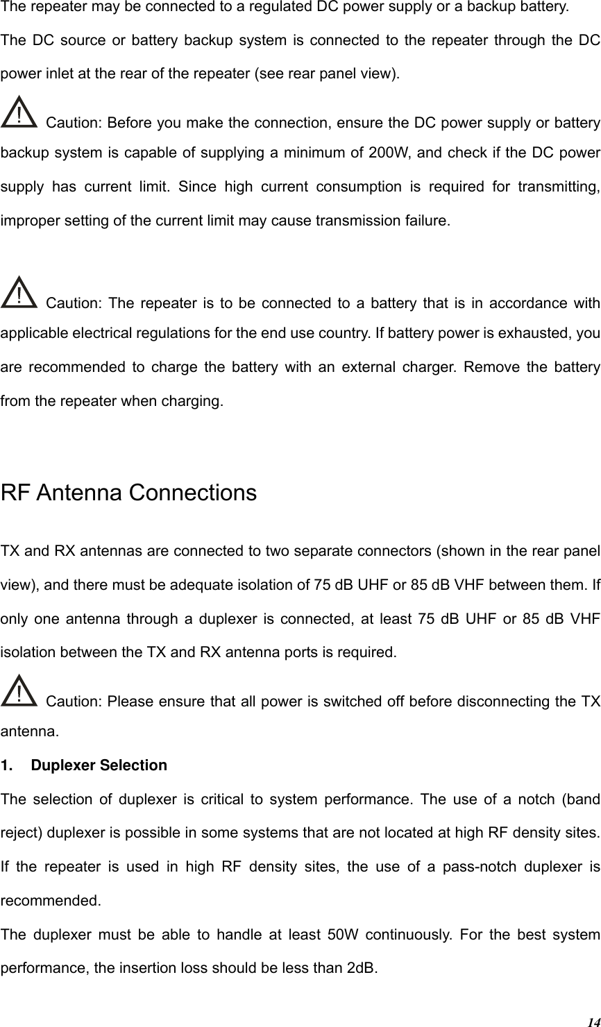 Page 15 of Hytera Communications RD98XSIU2 Digital Repeater User Manual RD98XS Owner s Manual 100202