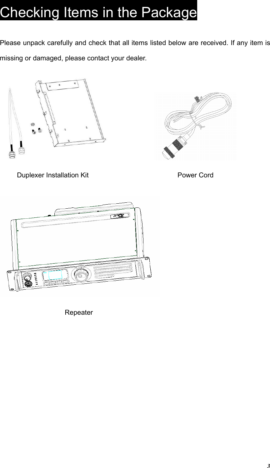 Page 4 of Hytera Communications RD98XSIU5 Digital Repeater User Manual RD98XS Owner s Manual 100202
