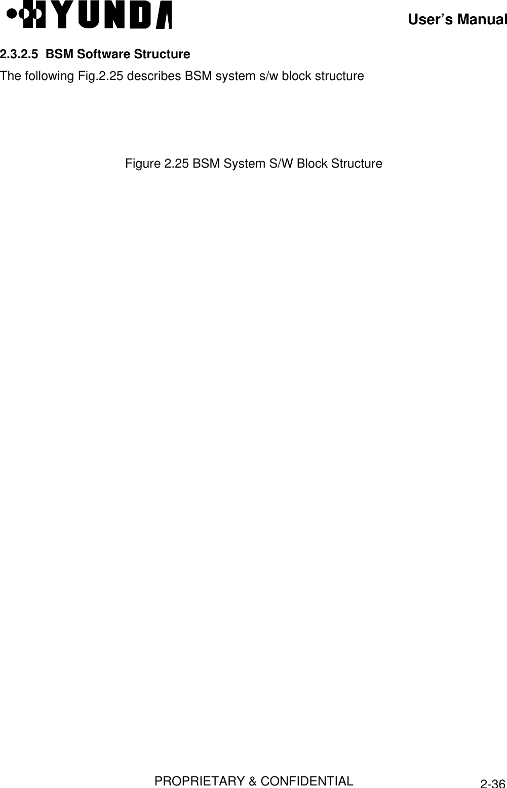 User’s ManualPROPRIETARY &amp; CONFIDENTIAL2-362.3.2.5  BSM Software StructureThe following Fig.2.25 describes BSM system s/w block structureFigure 2.25 BSM System S/W Block Structure