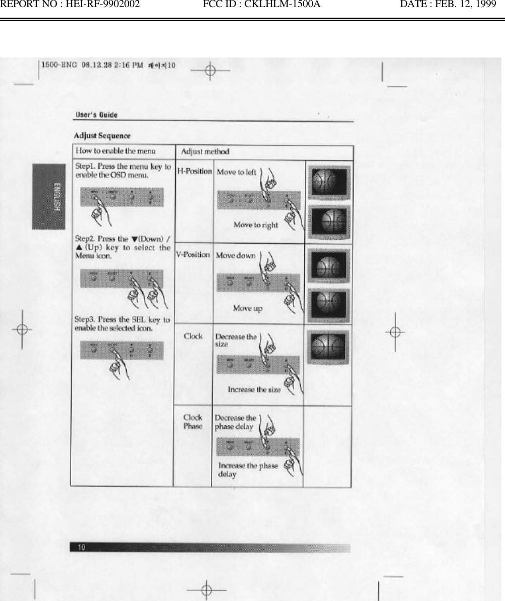 REPORT NO : HEI-RF-9902002            FCC ID : CKLHLM-1500A               DATE : FEB. 12, 1999