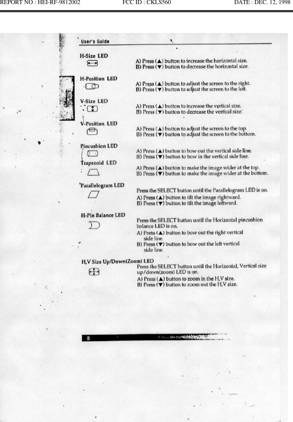 REPORT NO : HEI-RF-9812002              FCC ID : CKLS560                     DATE : DEC. 12, 1998