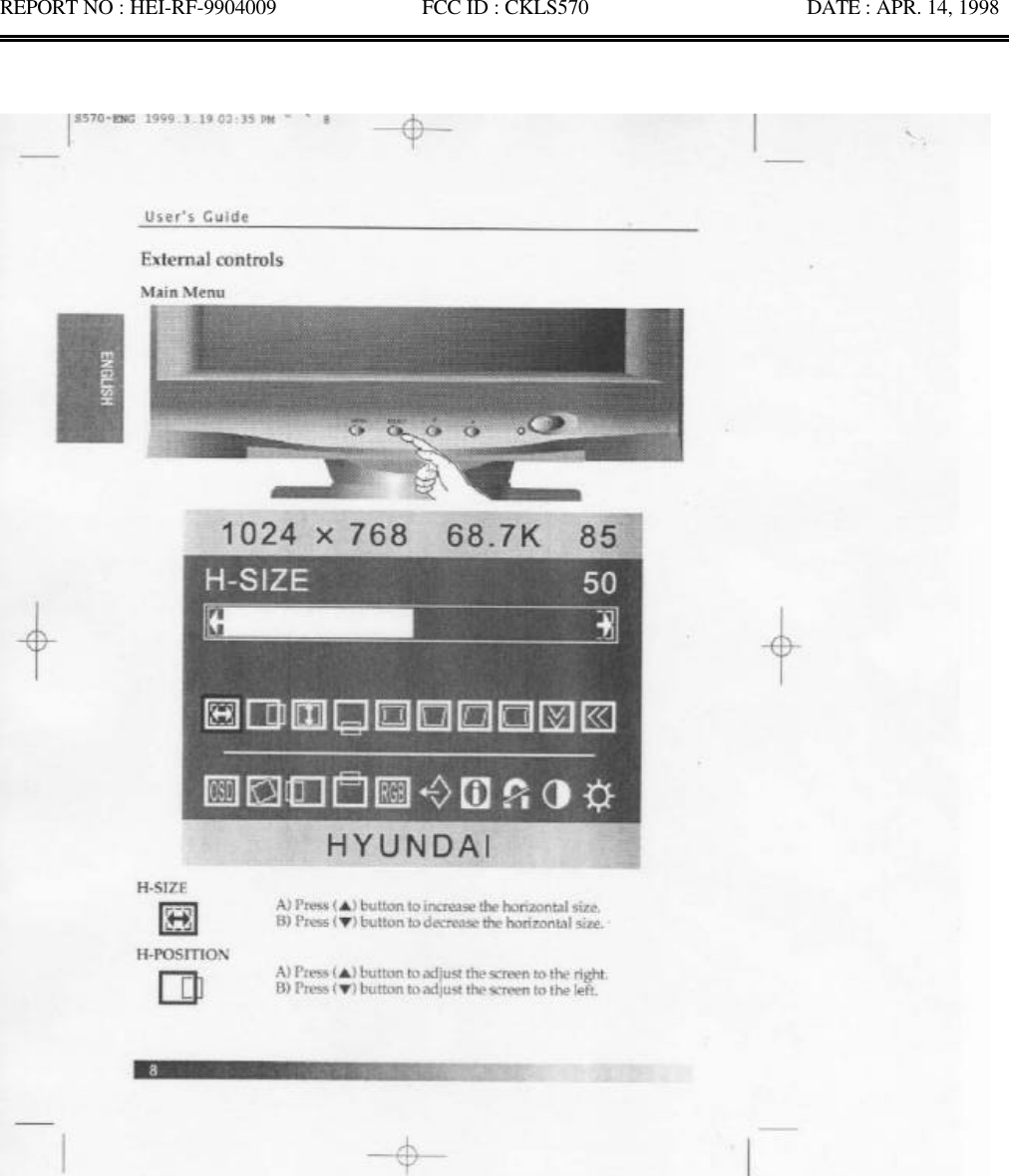 REPORT NO : HEI-RF-9904009              FCC ID : CKLS570                     DATE : APR. 14, 1998