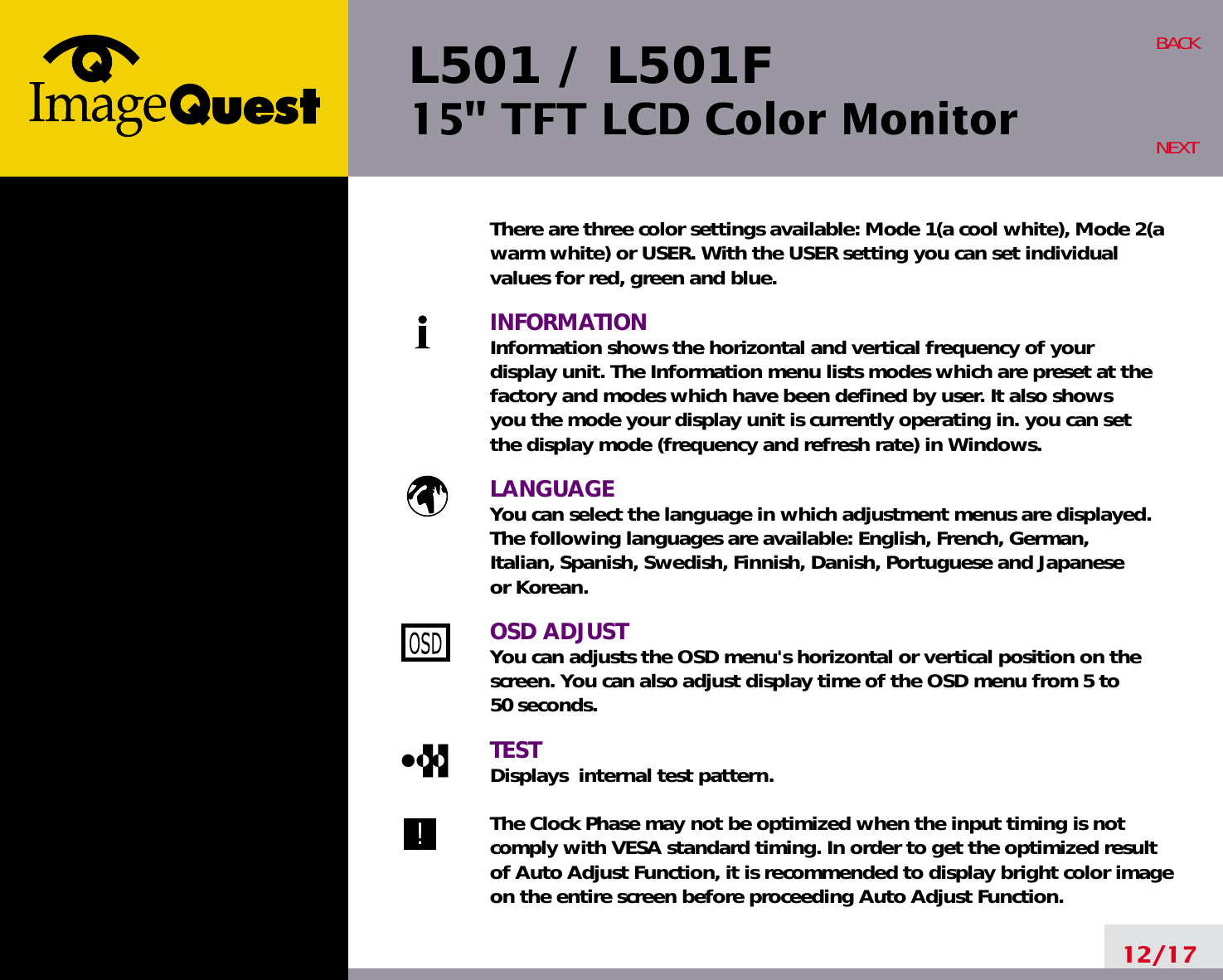Page 16 of Hyundai IBT L15A0C060 15-inch LCD Monitor User Manual