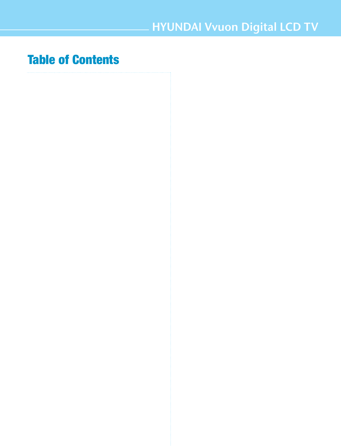 HYUNDAI Vvuon Digital LCD TVTable of Contents